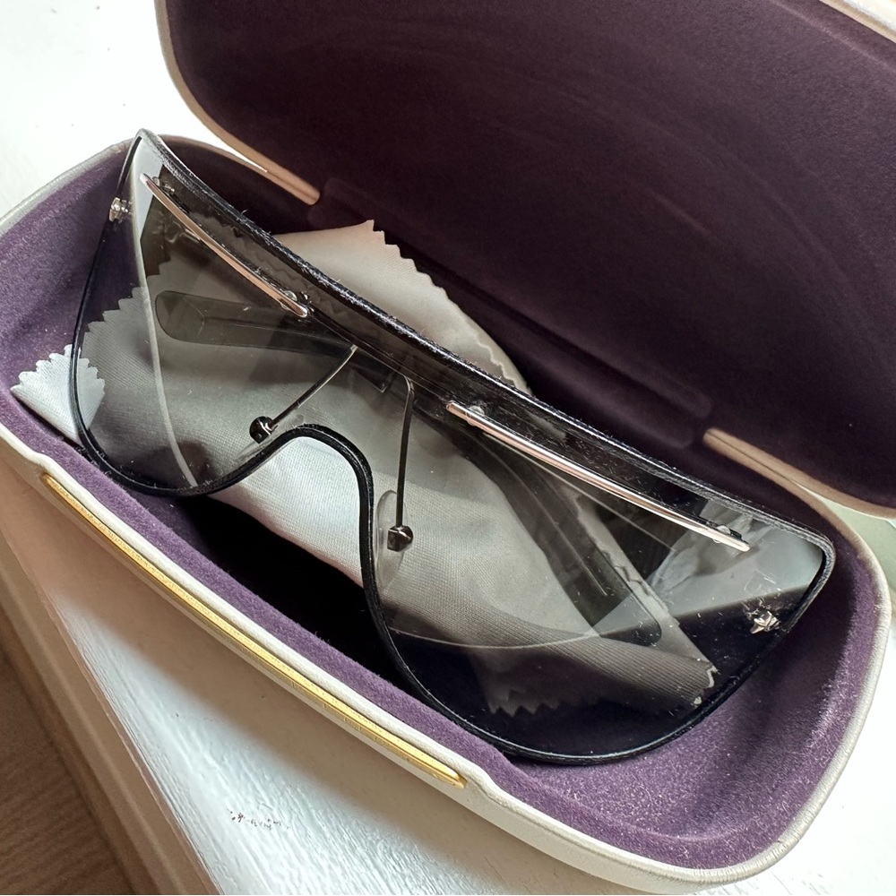 Stella McCartney Black Leather Frame Sunglasses with box